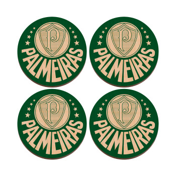 Palmeiras, ΣΕΤ x4 Σουβέρ ξύλινα στρογγυλά plywood (9cm)