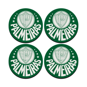 Palmeiras, SET of 4 round wooden coasters (9cm)