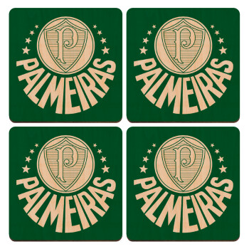 Palmeiras, ΣΕΤ x4 Σουβέρ ξύλινα τετράγωνα plywood (9cm)