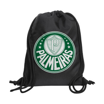Palmeiras, Τσάντα πλάτης πουγκί GYMBAG Μαύρη, με τσέπη (40x48cm) & χονδρά κορδόνια