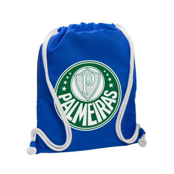 Palmeiras, Τσάντα πλάτης πουγκί GYMBAG Μπλε, με τσέπη (40x48cm) & χονδρά κορδόνια