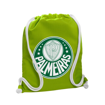 Palmeiras, Τσάντα πλάτης πουγκί GYMBAG LIME GREEN, με τσέπη (40x48cm) & χονδρά κορδόνια