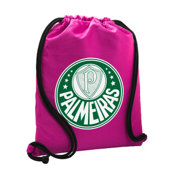 Palmeiras, Τσάντα πλάτης πουγκί GYMBAG Φούξια, με τσέπη (40x48cm) & χονδρά κορδόνια