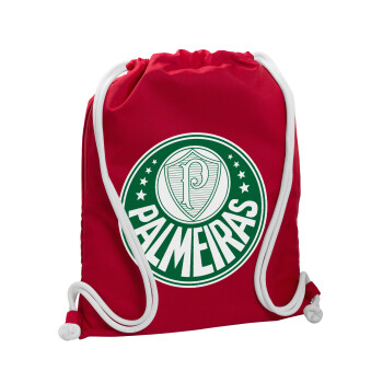 Palmeiras, Τσάντα πλάτης πουγκί GYMBAG Κόκκινη, με τσέπη (40x48cm) & χονδρά κορδόνια