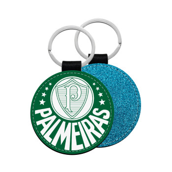 Palmeiras, Μπρελόκ Δερματίνη, στρογγυλό ΜΠΛΕ (5cm)