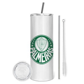 Palmeiras, Eco friendly stainless steel tumbler 600ml, with metal straw & cleaning brush