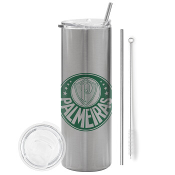Palmeiras, Tumbler stainless steel Silver 600ml, with metal straw & cleaning brush
