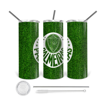 Palmeiras, 360 Eco friendly ποτήρι θερμό (tumbler) από ανοξείδωτο ατσάλι 600ml, με μεταλλικό καλαμάκι & βούρτσα καθαρισμού