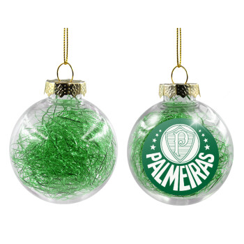 Palmeiras, Transparent Christmas tree ball ornament with green filling 8cm
