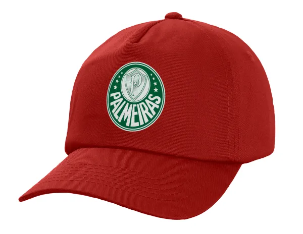 Palmeiras — Πεντάφυλλο Καπέλο Ενηλίκων Baseball, 100% Βαμβακερό,  Κόκκινο (ΒΑΜΒΑΚΕΡΟ, ΕΝΗΛΙΚΩΝ, UNISEX, ONE SIZE)