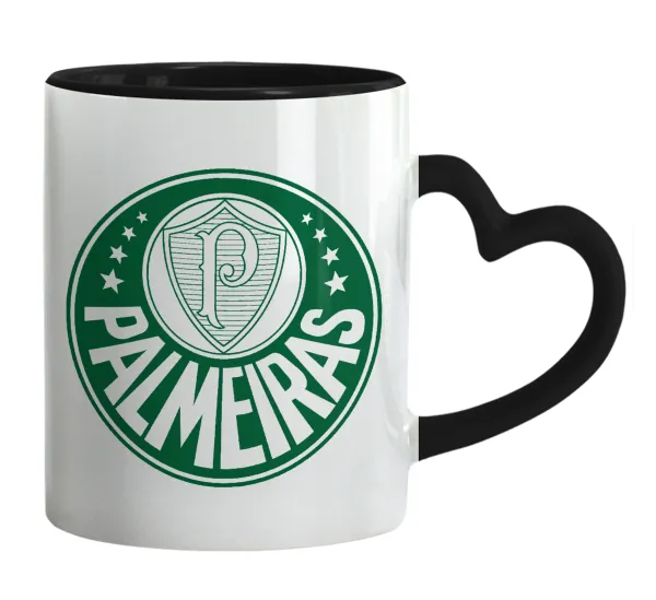 Palmeiras — Mug heart black handle, ceramic, 330ml