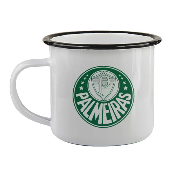 Palmeiras — Enamel mug with black rim, 360ml