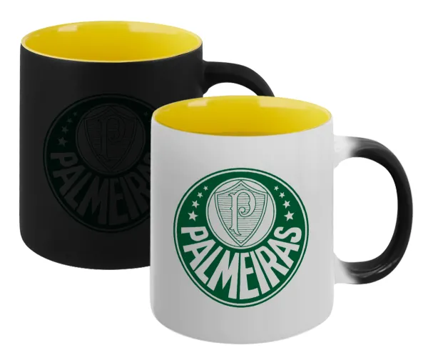Palmeiras — Κούπα Μαγική εσωτερικό κίτρινη, κεραμική 330ml που αλλάζει χρώμα με το ζεστό ρόφημα