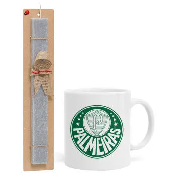 Palmeiras, Πασχαλινή Λαμπάδα με Κούπα κεραμική (330ml) & κερί αρωματικό πλακέ (30cm) (ΓΚΡΙ)