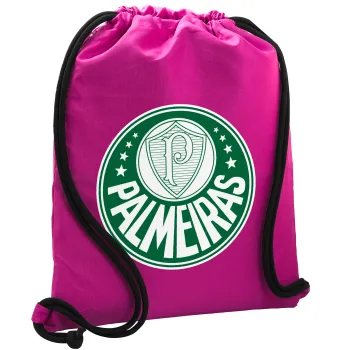 Palmeiras, Backpack pouch GYMBAG Fuchsia, with pocket (40x48cm) & thick cords