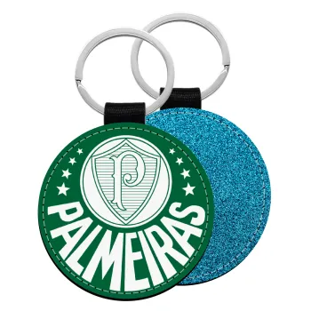 Palmeiras, Μπρελόκ Δερματίνη, στρογγυλό ΜΠΛΕ (5cm)