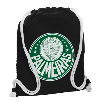 Palmeiras, Backpack pouch GYMBAG Black, with pocket (40x48cm) & thick white cords