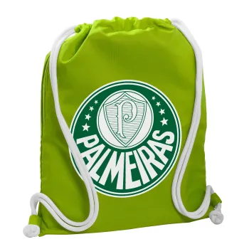 Palmeiras, Τσάντα πλάτης πουγκί GYMBAG LIME GREEN, με τσέπη (40x48cm) & χονδρά κορδόνια