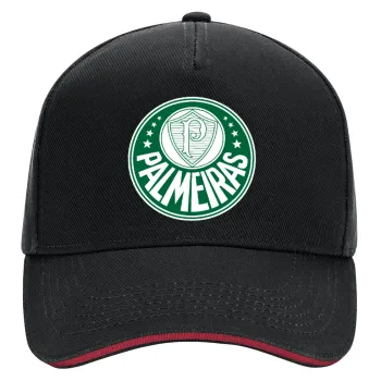 Palmeiras, DRILL Adult Ultimate Hat BLACK/RED, (100% COTTON, ADULT, UNISEX, ONE SIZE)