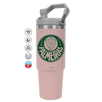 Palmeiras, Pink color, 890ml (30oz) stainless Steel Tumbler with Handle