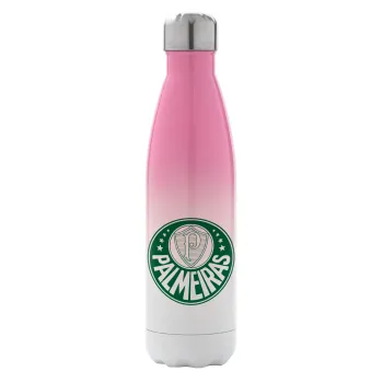 Palmeiras, Μεταλλικό παγούρι θερμός Ροζ/Λευκό (Stainless steel), διπλού τοιχώματος, 500ml