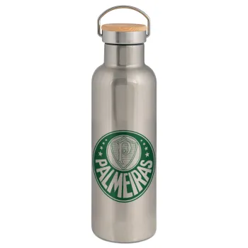 Palmeiras, Stainless steel Silver with wooden lid (bamboo), double wall, 750ml
