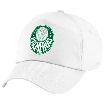 Palmeiras, Children's Baseball Cap, 100% Cotton Twill, White (COTTON, CHILDREN'S, UNISEX, ONE SIZE)