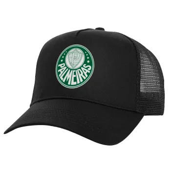 Palmeiras, Καπέλο Ενηλίκων Structured Trucker, με Δίχτυ, Μαύρο (100% ΒΑΜΒΑΚΕΡΟ, ΕΝΗΛΙΚΩΝ, UNISEX, ONE SIZE)