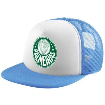 Palmeiras, Child's Soft Trucker Hat with Blue/White Mesh (POLYESTER, CHILD, ONE SIZE)