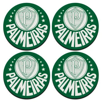 Palmeiras, SET of 4 round wooden coasters (9cm)