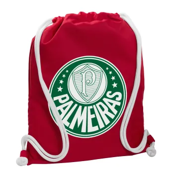 Palmeiras, Τσάντα πλάτης πουγκί GYMBAG Κόκκινη, με τσέπη (40x48cm) & χονδρά κορδόνια