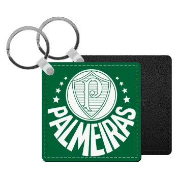 Palmeiras, Μπρελόκ Δερματίνη, τετράγωνο ΜΑΥΡΟ (5x5cm)