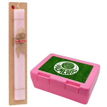 Palmeiras, Easter Set, children's snack container PINK & scented flat Easter candle (30cm) (PINK)