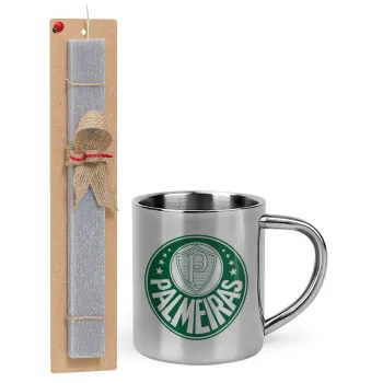 Palmeiras, Easter Set, metallic thermal cup (300ml) & Easter aromatic flat candle (30cm) (GRAY)