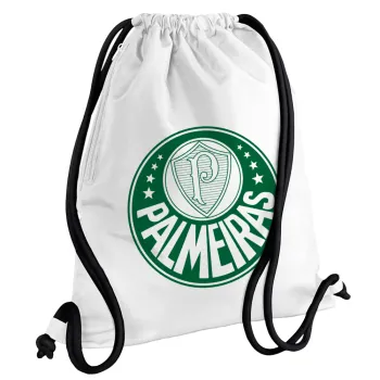 Palmeiras, Backpack pouch GYMBAG white, with pocket (40x48cm) & thick cords