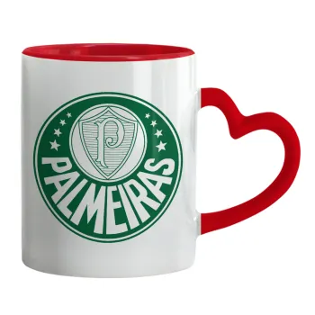 Palmeiras, Mug heart red handle, ceramic, 330ml