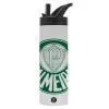 Metallic thermos bottle with straw & handle, stainless steel (Stainless steel 304), double-walled, 600ml.