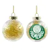 Transparent Christmas tree ball ornament with gold filling 8cm