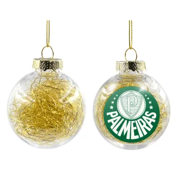Palmeiras, Transparent Christmas tree ball ornament with gold filling 8cm
