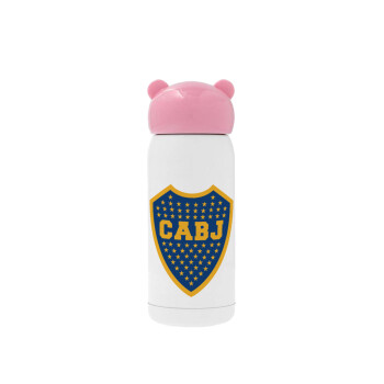 Club Atlético Boca Juniors, Pink stainless steel thermal flask, 320ml