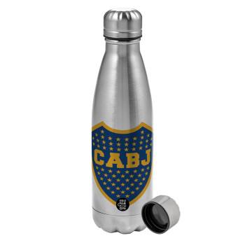 Club Atlético Boca Juniors, Metallic water bottle, stainless steel, 750ml