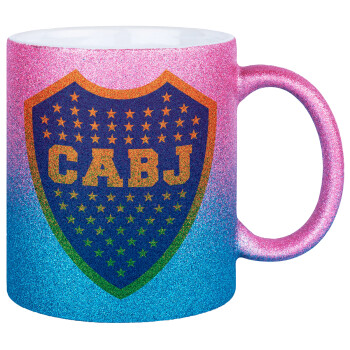 Club Atlético Boca Juniors, Κούπα Χρυσή/Μπλε Glitter, κεραμική, 330ml