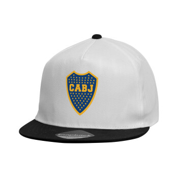Club Atlético Boca Juniors, Καπέλο παιδικό Flat Snapback, Λευκό (100% ΒΑΜΒΑΚΕΡΟ, ΠΑΙΔΙΚΟ, UNISEX, ONE SIZE)