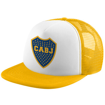 Club Atlético Boca Juniors, Καπέλο παιδικό Soft Trucker με Δίχτυ ΚΙΤΡΙΝΟ/ΛΕΥΚΟ (POLYESTER, ΠΑΙΔΙΚΟ, ONE SIZE)