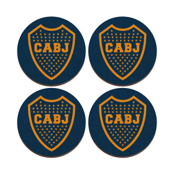 Club Atlético Boca Juniors, ΣΕΤ x4 Σουβέρ ξύλινα στρογγυλά plywood (9cm)