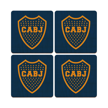 Club Atlético Boca Juniors, ΣΕΤ x4 Σουβέρ ξύλινα τετράγωνα plywood (9cm)