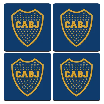 Club Atlético Boca Juniors, ΣΕΤ 4 Σουβέρ ξύλινα τετράγωνα (9cm)