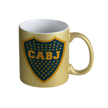 Club Atlético Boca Juniors, Κούπα Χρυσή Glitter που γυαλίζει, κεραμική, 330ml
