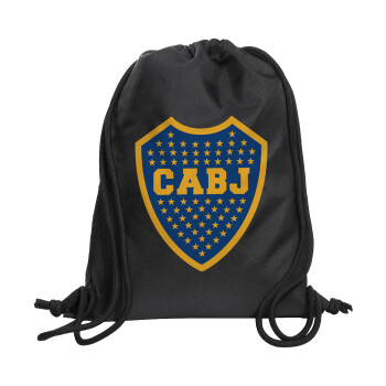 Club Atlético Boca Juniors, Τσάντα πλάτης πουγκί GYMBAG Μαύρη, με τσέπη (40x48cm) & χονδρά κορδόνια