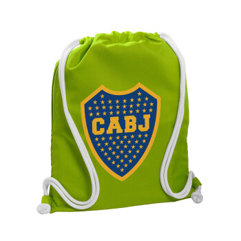 Club Atlético Boca Juniors, Backpack bag GYMBAG LIME GREEN, with pocket (40x48cm) & thick cords